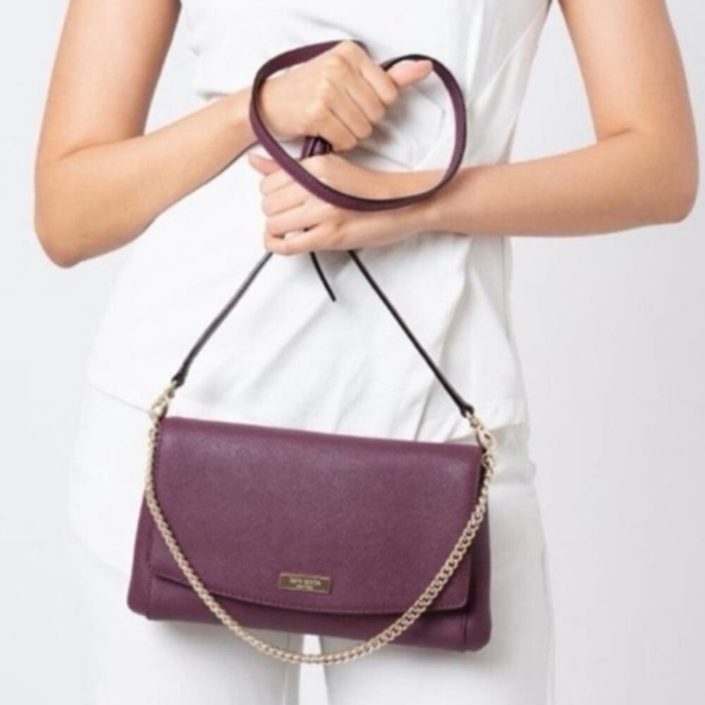 Kate Spade Laurel Way Greer Crossbody Bag in Deep Plum Saffiano - Picture 3 of 13